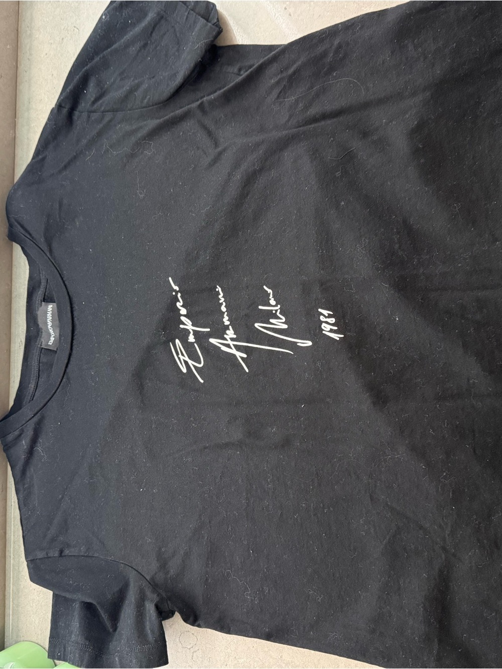 Emporio Armani Black T-Shirt with White Script Logo